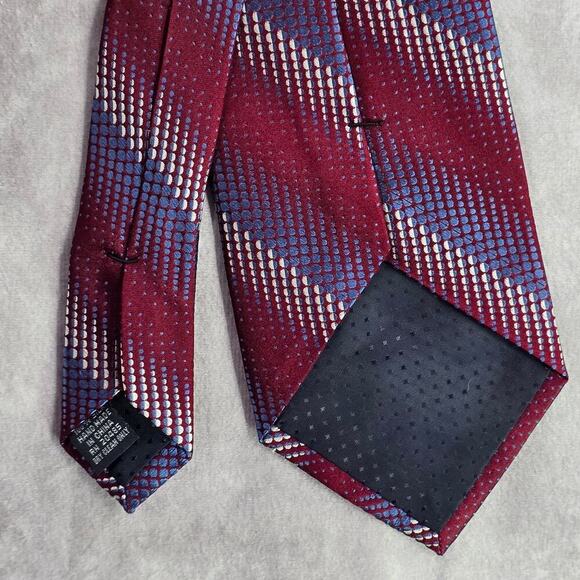 Stafford Essentials Burgundy Stripe Dot 100% Silk Executive Men's Neck Tie - Picture 6 of 6